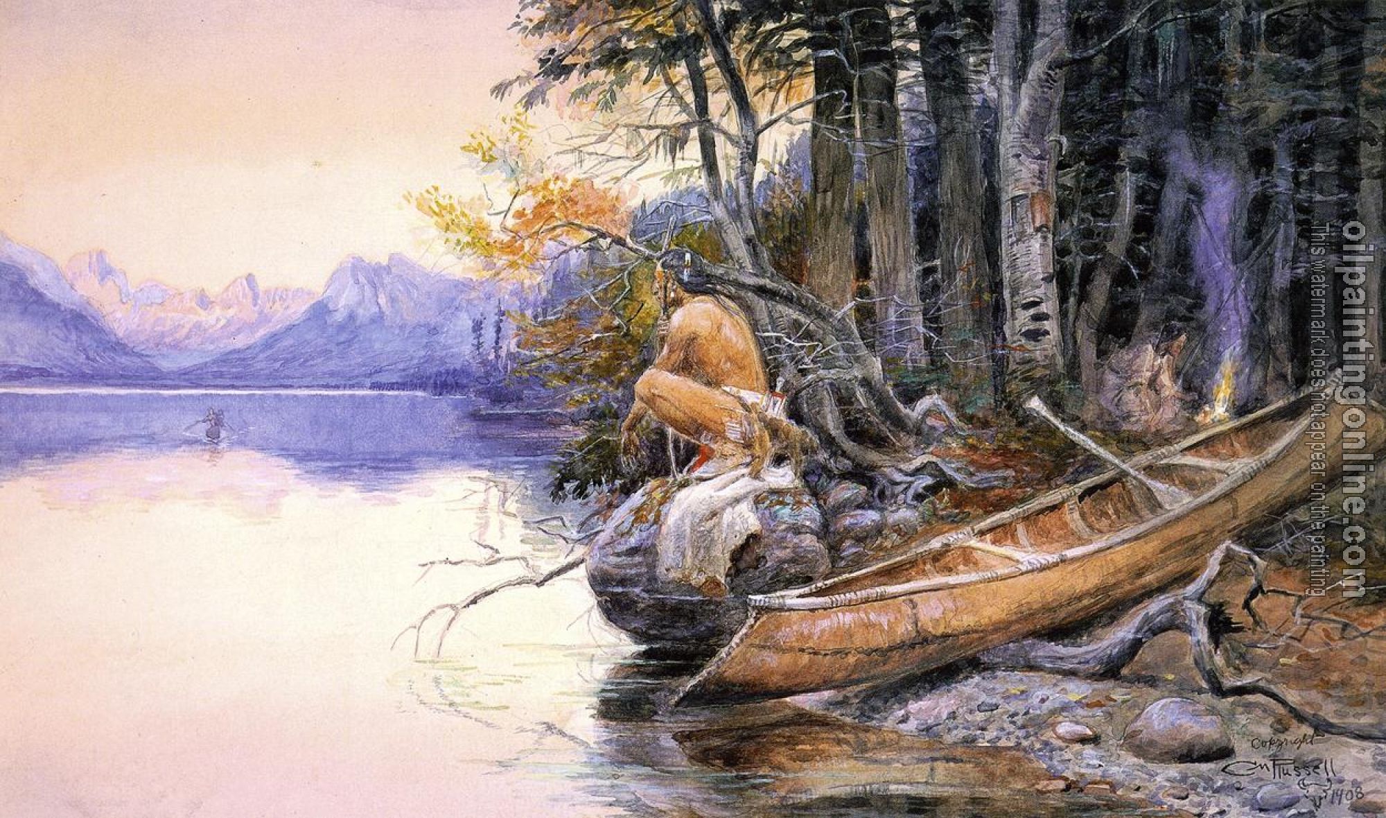 Charles Marion Russell - Indian Camp Lake McDonald